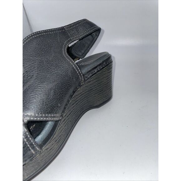 DANSKO Black Leather Buckle/Strap Wedge Shoes Sandals Women's Size 6.5-7 EU 37‎ - Picture 7 of 14